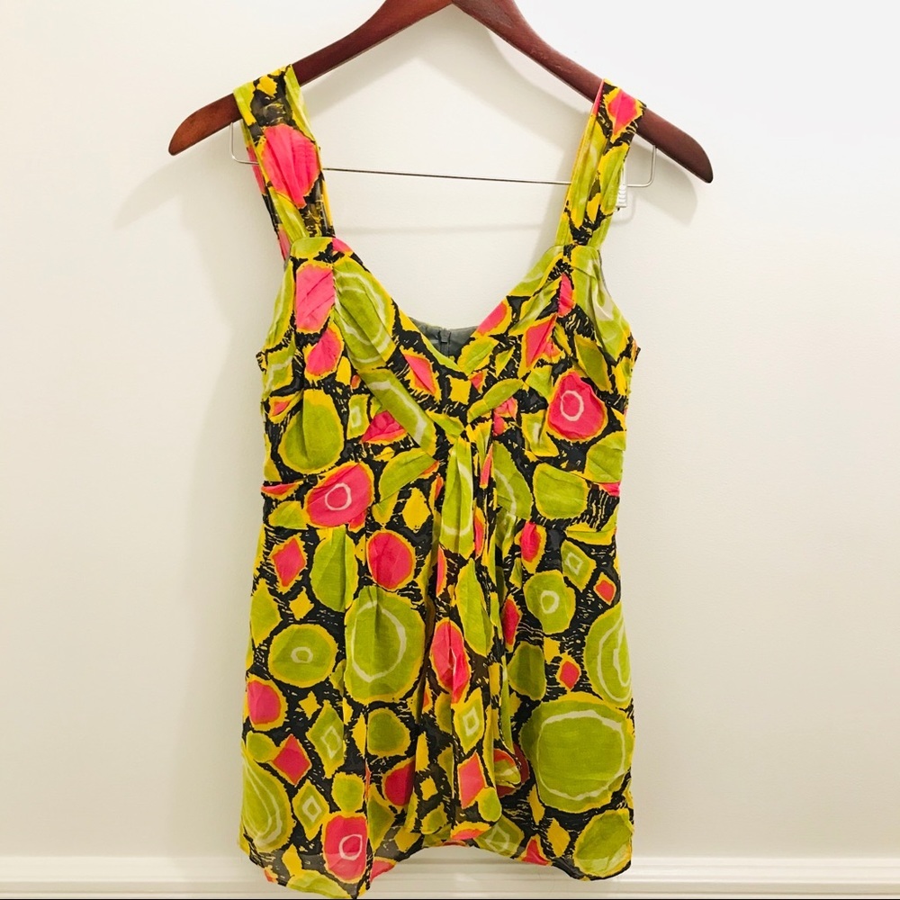 Nanette Lepore Silk Tank Top 6 pink green